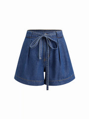 Denim Mid Rise Bowknot Shorts