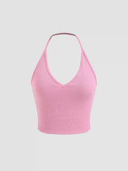 Solid Halter Crop Top