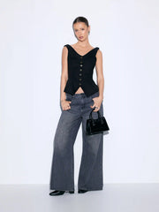 Cotton-blend Sweetheart Ruched Peplum Hem Top