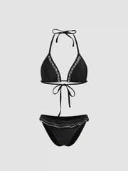 Floral Ruffle Triangle Cheeky Bikini Set
