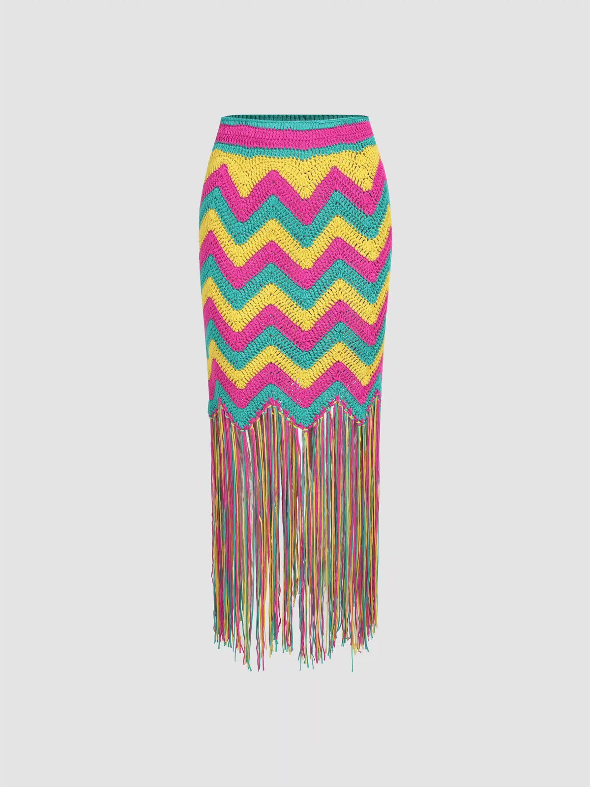 Boho Paisley Tassels Knit Skirt