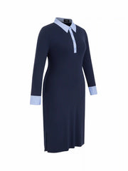 Cotton-blend Polo Two Tone Straight Maxi Dress Curve & Plus