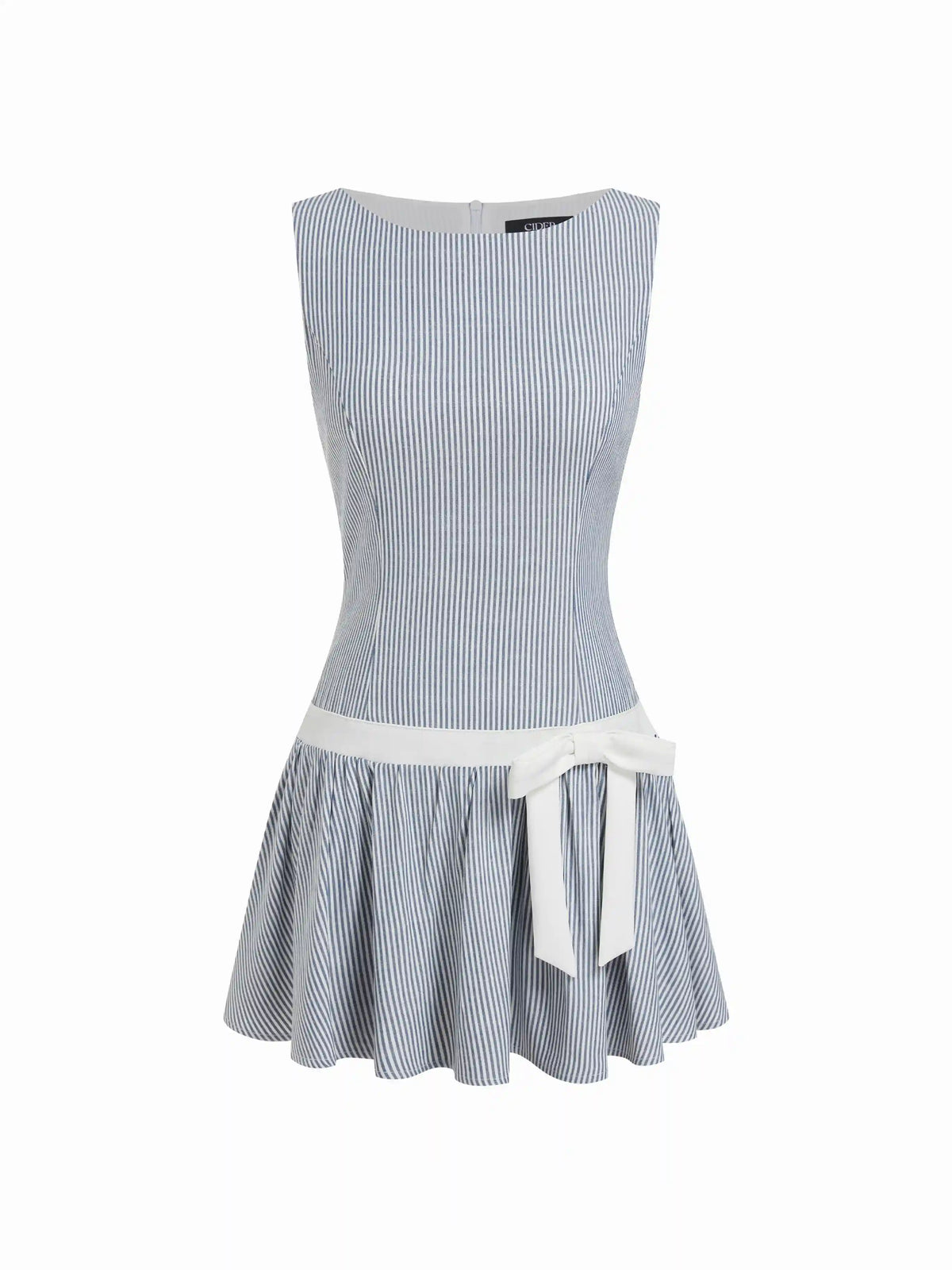 Striped Low Rise Bowknot A-line Mini Dress