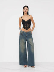 Lace V-neck Corset Crop Cami Top