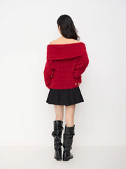 Knit Off-shoulder Long Sleeve Top