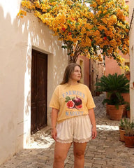 Cotton-blend Fruit Graphic Short Sleeve Oversized Tee Curve & Plus