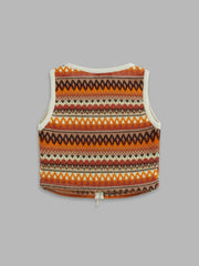 V-neck Striped Tie Front Knotted Oversized Crop Vest