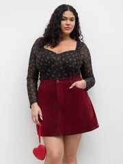 Stretch Denim Mid Rise Pocket Mini Skirt Curve & Plus