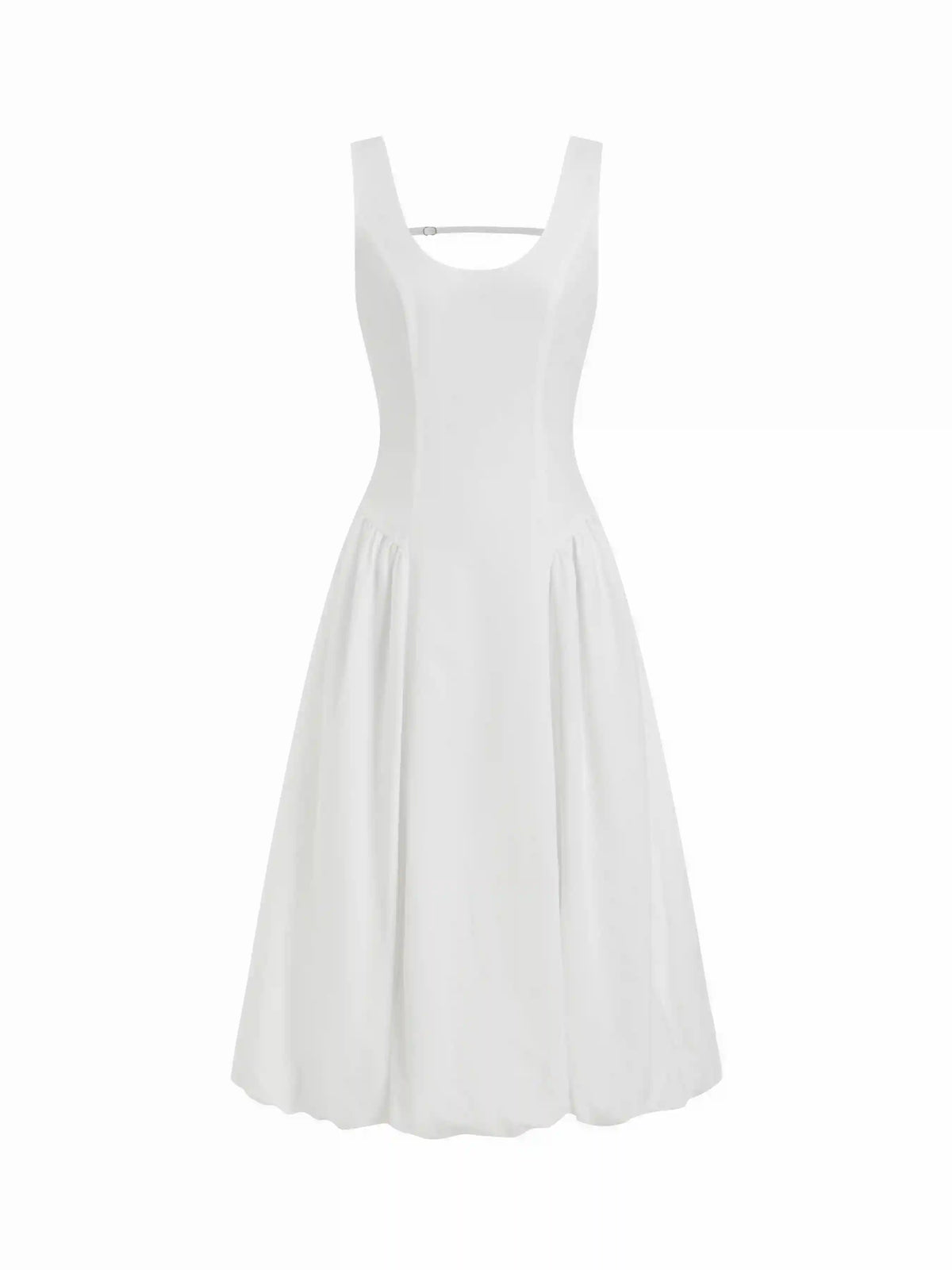 Scoop Neck Draped Bubble Hem Maxi Dress