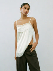 Square Neck Lace Trim Oversized Cami Top