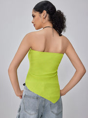 Asymmetrical Hem Knitted Crop Tube Top