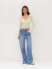 Sweetheart Texture Lettuce Trim Knotted Top