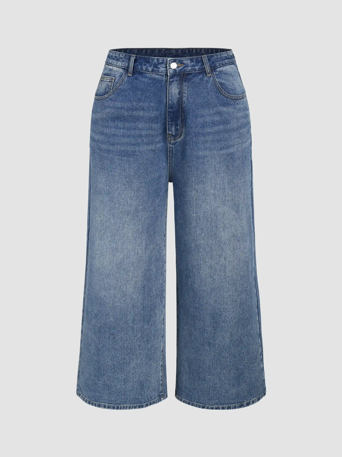 Denim Solid Pocket Baggy Jeans Curve & Plus