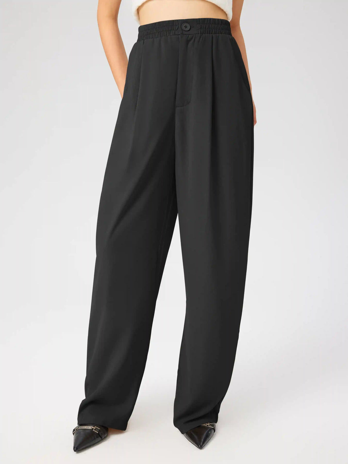 High Rise Tapered Pleated Trousers