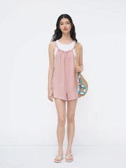 Square Neck Knotted Romper