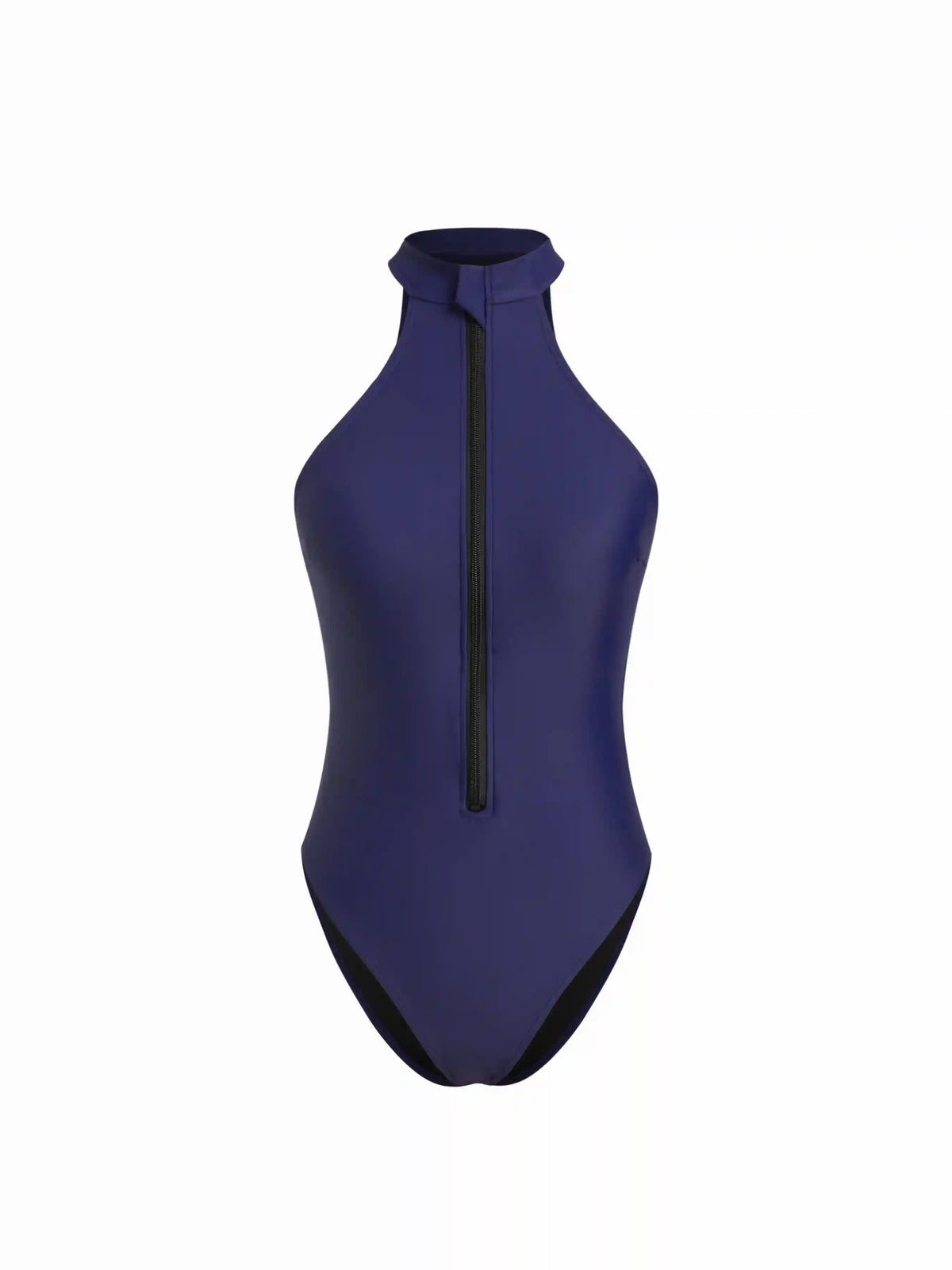 High Neck Zipper One-piece Swimwear