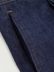 Washed Denim Low Rise Pleated Oversized Wide Leg Trousers