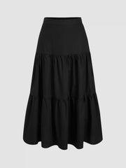 Cotton Twist Crop Bandeau Top & Mid Rise Tiered Maxi Skirt Set