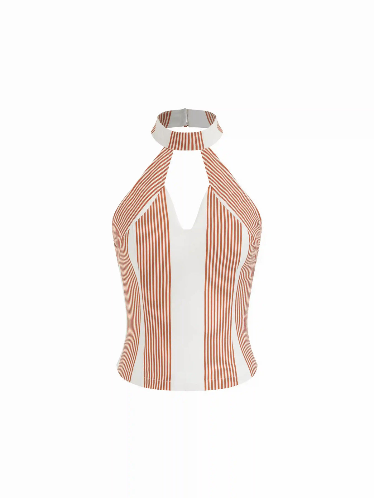 Halter Neck Stripe Cutout Cami Top