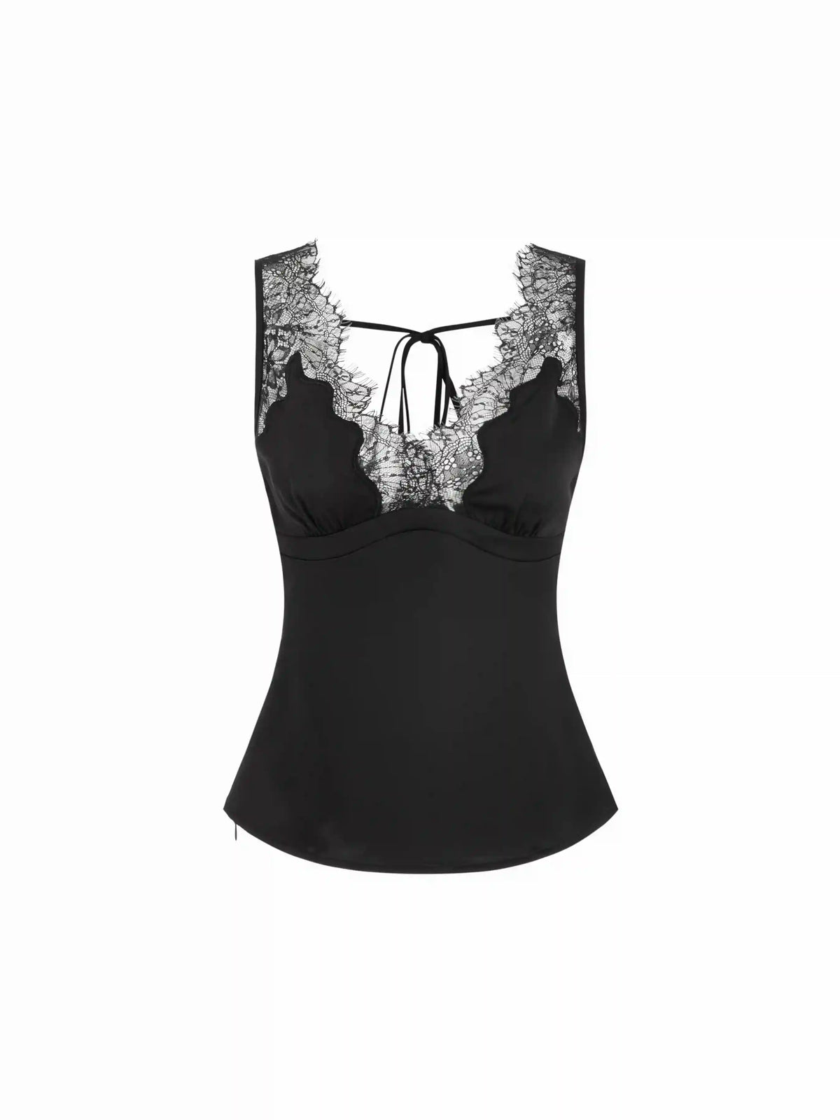 Satin V-neck Lace Tank Top
