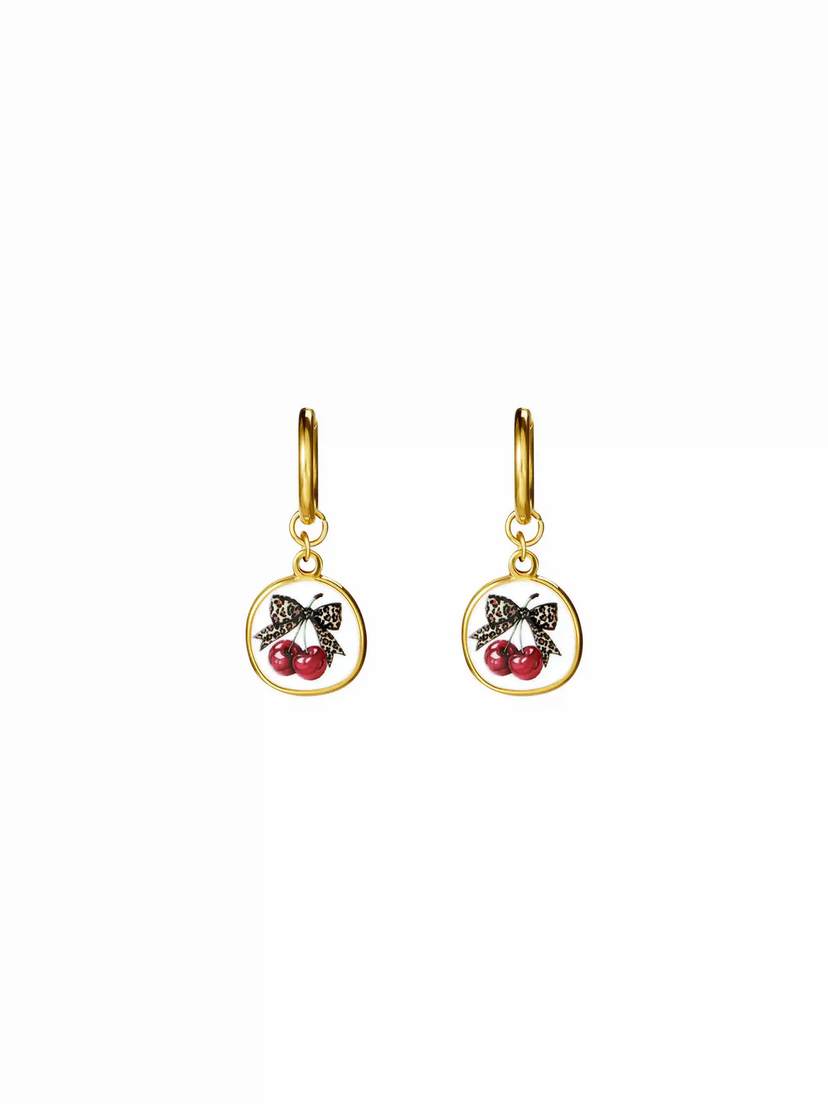 LEOPARD PRINT HEART & CHERRY DROP EARRINGS