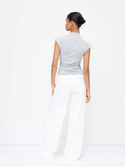 Denim Low Rise  Button Wide Leg Jeans
