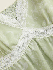Floral V-Neck Lace Panel Cami Blouse