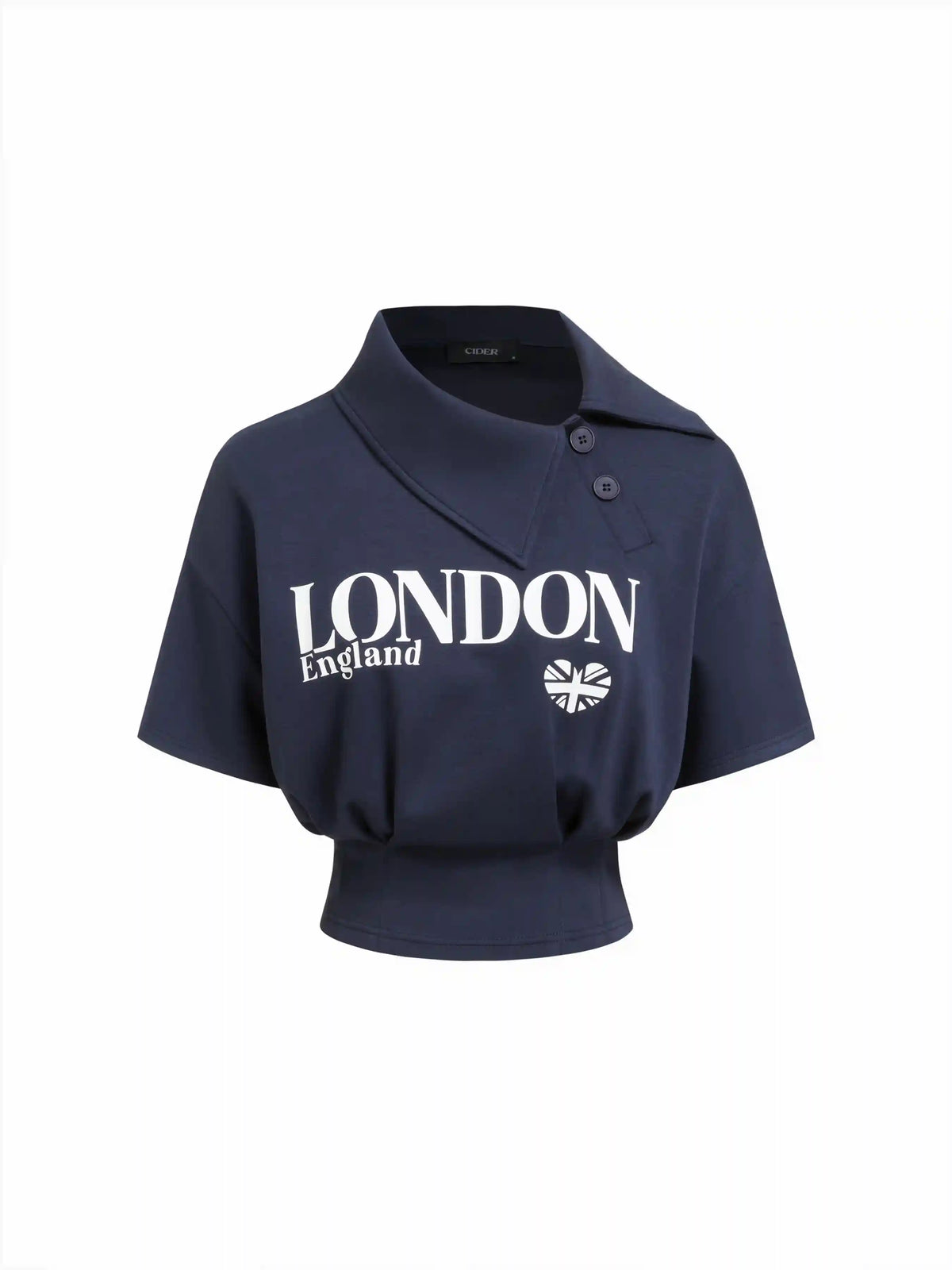 London Heart Graphic Collar Button Top