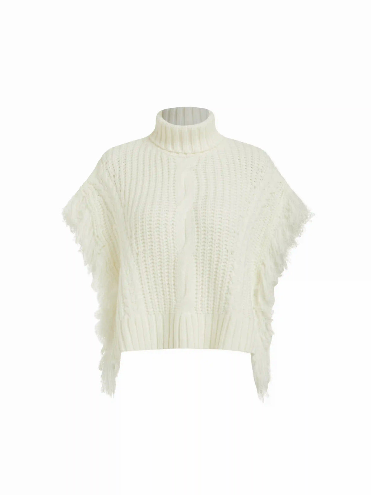 Cable Knit High Neck Raw Trim Oversized Vest
