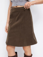 Mid Rise Half Zip A-line Midi Skirt