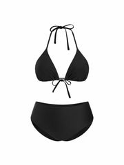 Halter Neckline Triangle Bikini Set with Cover Up Dress Curve & Plus
