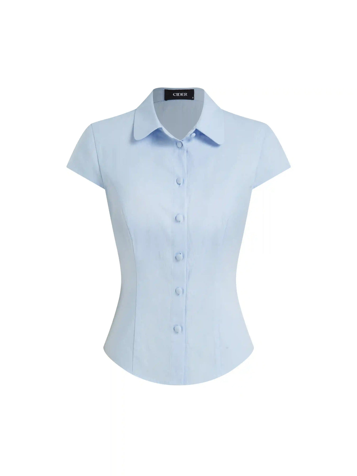 Linen-blend Collar Knotted Tie Back Shirt