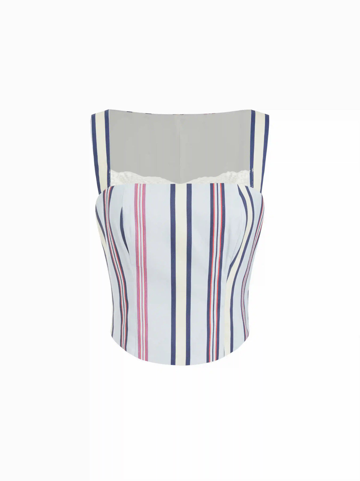 Cotton-blend Striped Square Neck Tank Top
