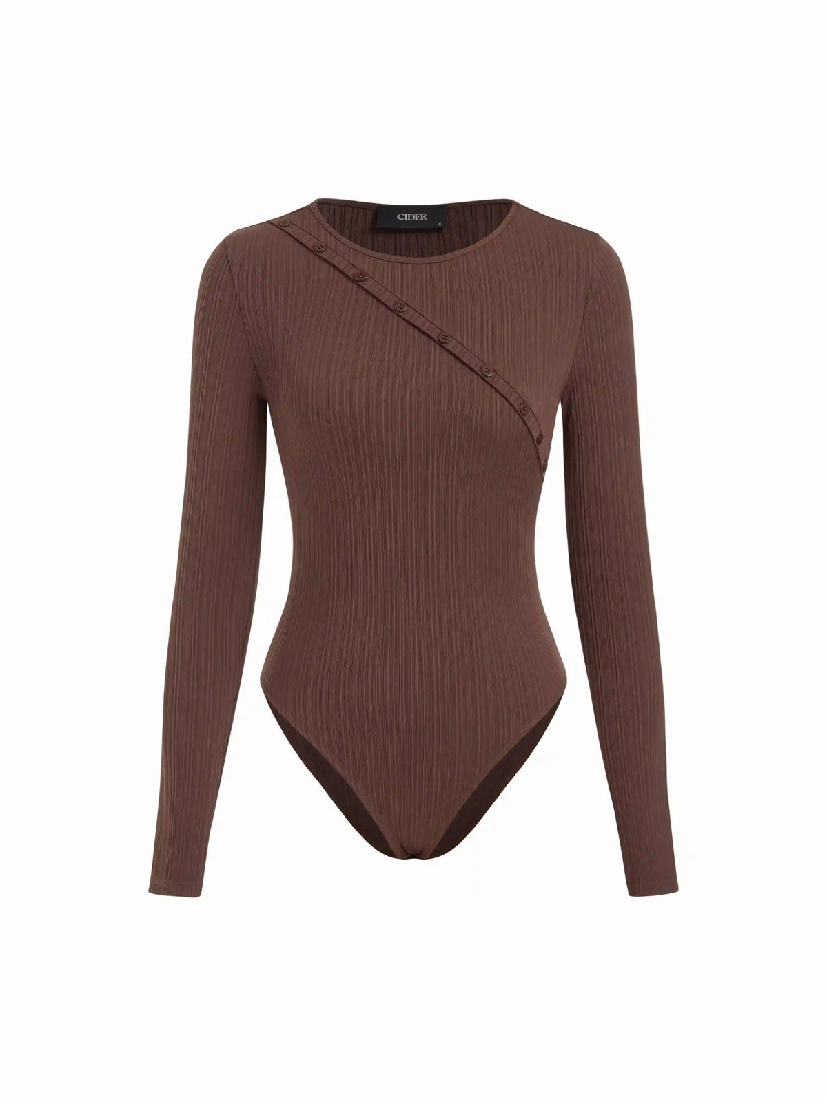 Textured Round Neckline Button Bodysuit