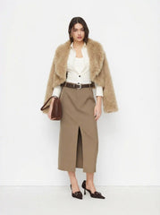 Solid High Waist Split Maxi Skirt