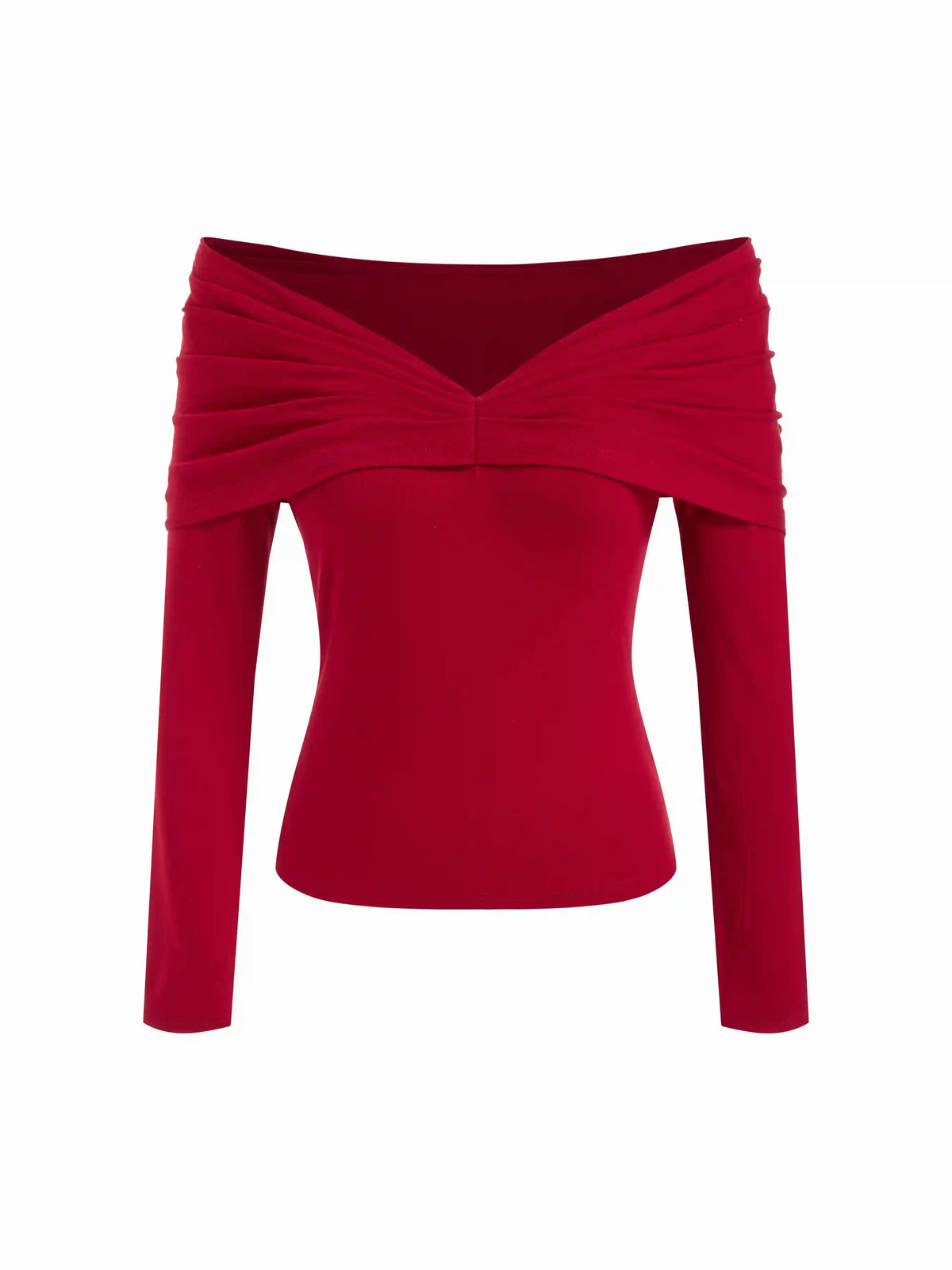 Off-shoulder Long Sleeve Ruched Top