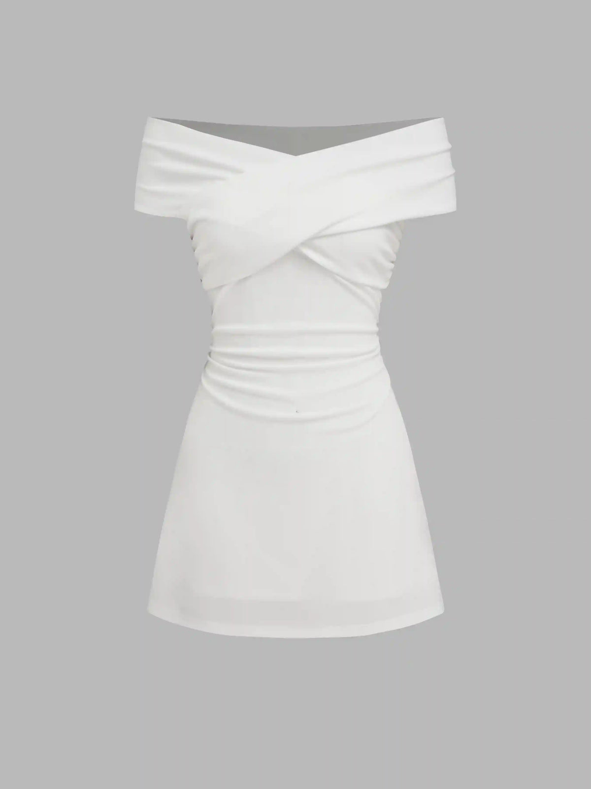 Off-shoulder Criss Cross Ruched Mini Dress