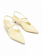POINTED TOE BUCKLE DECOR SLINGBACK KITTEN HEELS