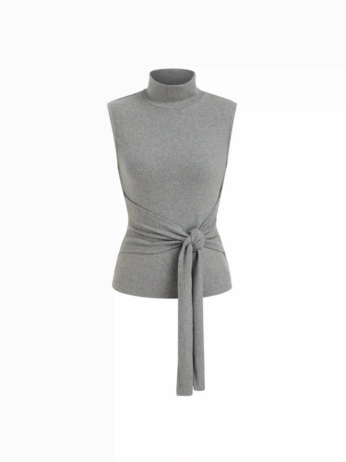 Cotton-blend High Neck Knotted Top