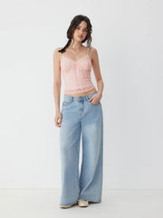 Lace Textured Crop Cami Top