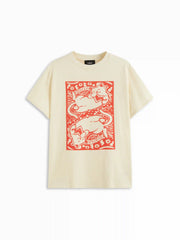 Cotton-blend Animal Graphic Oversized Short Sleeve Tee