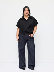 Collar Twist Oversized Shirt Bodysuit Curve & Plus
