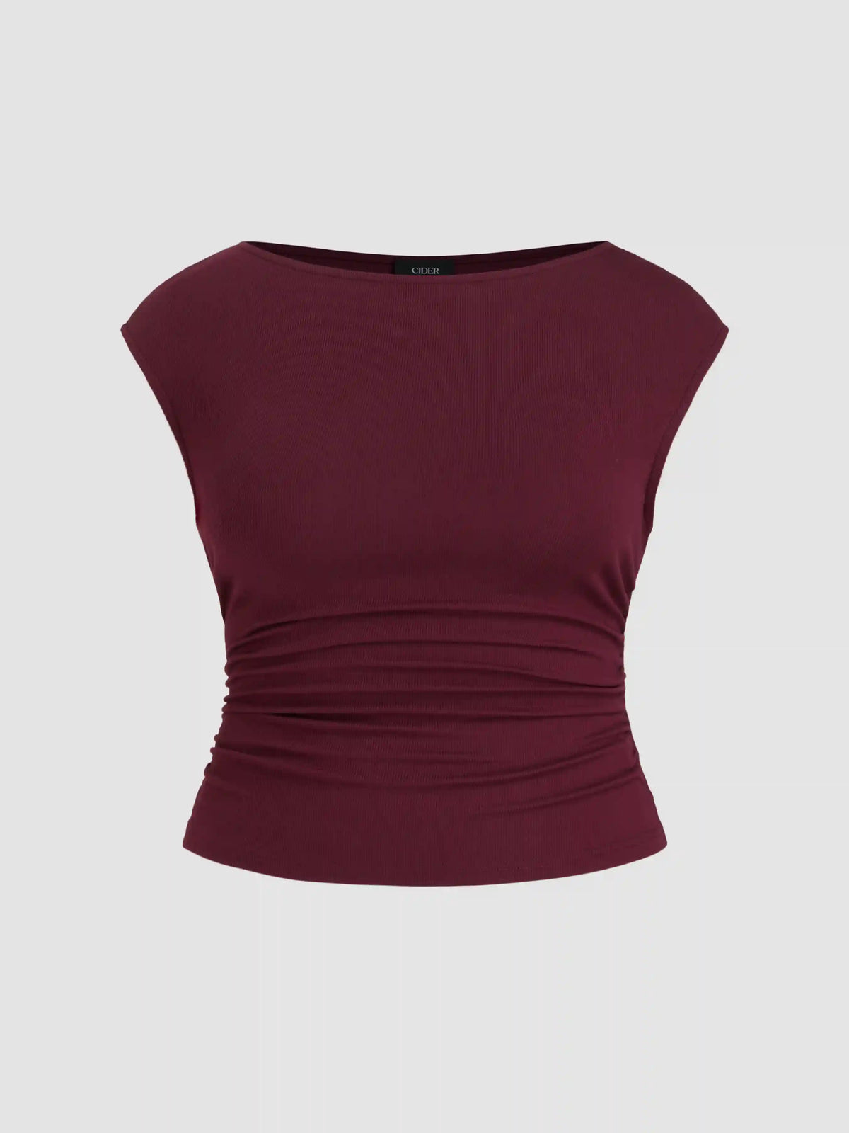 Boat Neck Ruched Tank Top Curve & Plus
