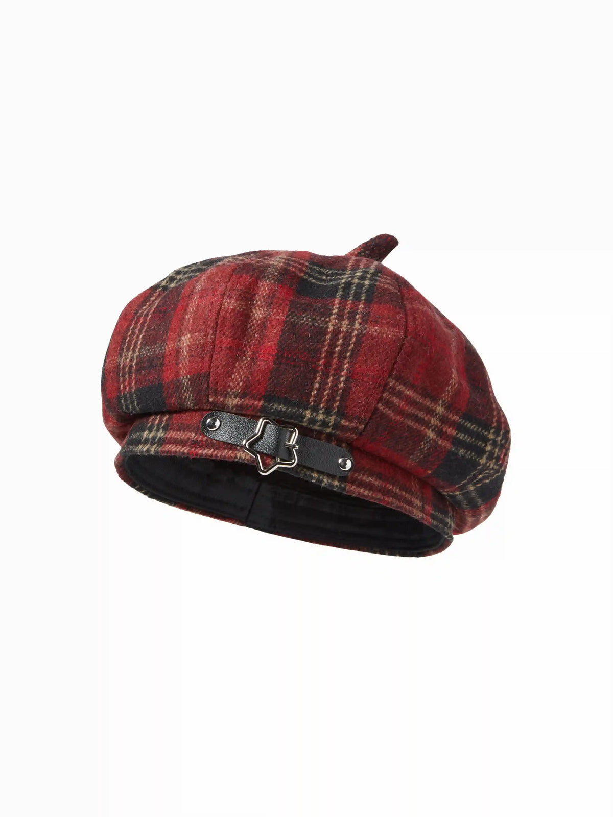 TARTAN STAR BUCKLE BERET HAT