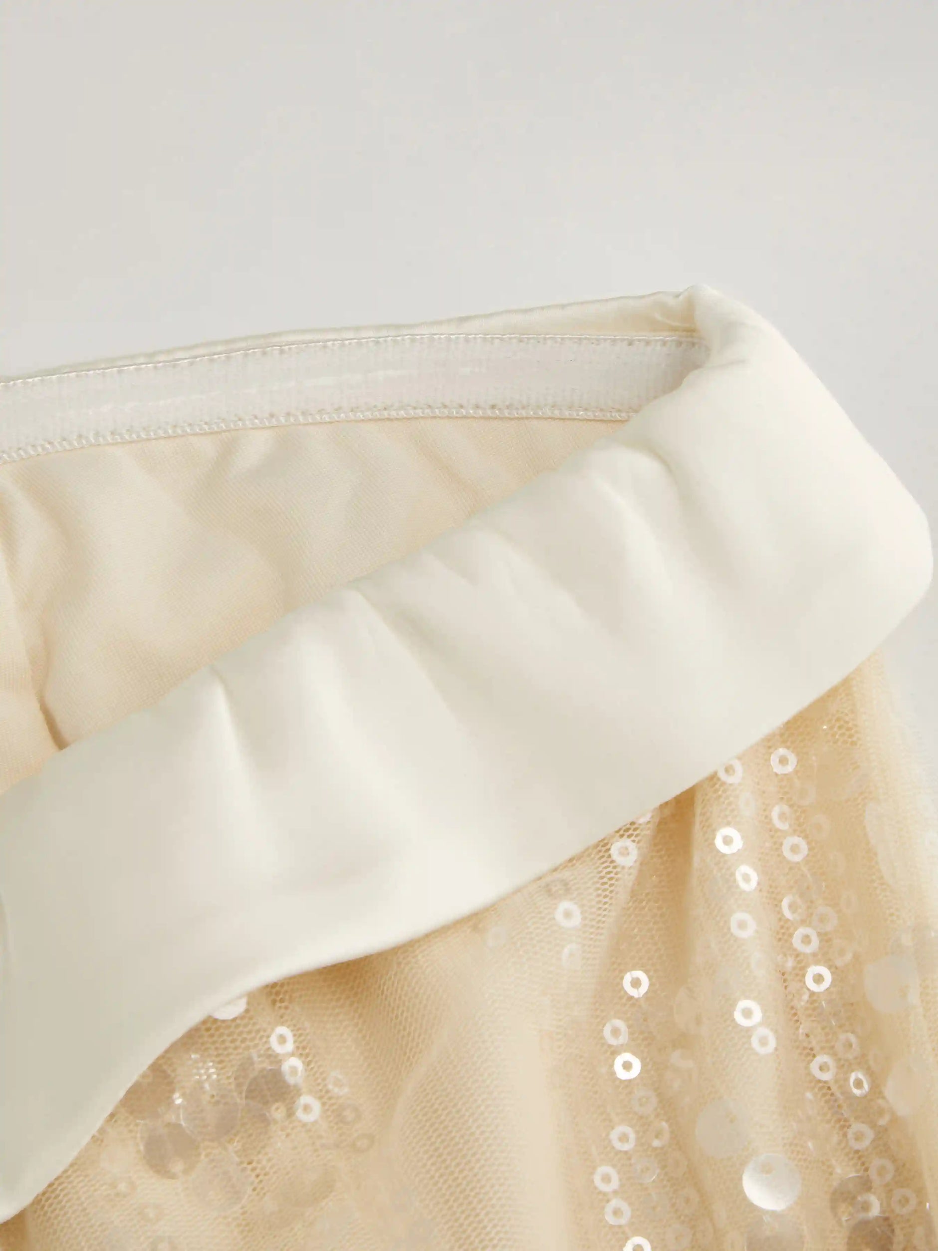Sequins Fold Over Tie Back Mini Bandeau Dress