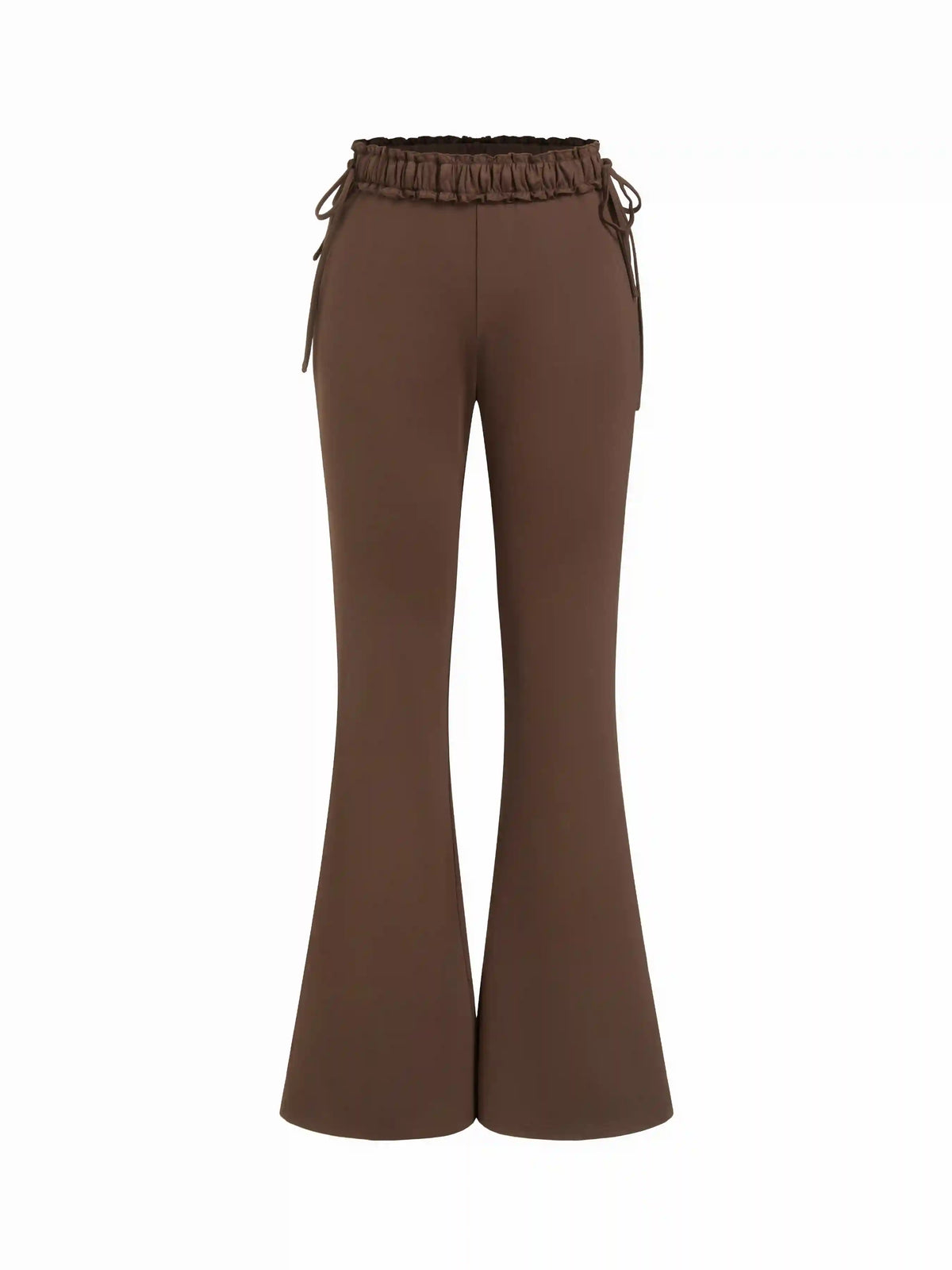 High Rise Drawstring Ruffled Flared Trousers