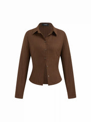 Collar Texture Button Long Sleeve Shirt