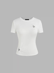 Round Neckline Heart Cut Out Top