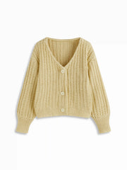 V-neck Button Chunky Knit Oversized Cardigan