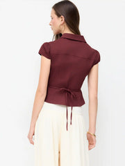Cotton Floral Embroidery Puff Sleeve Blouse